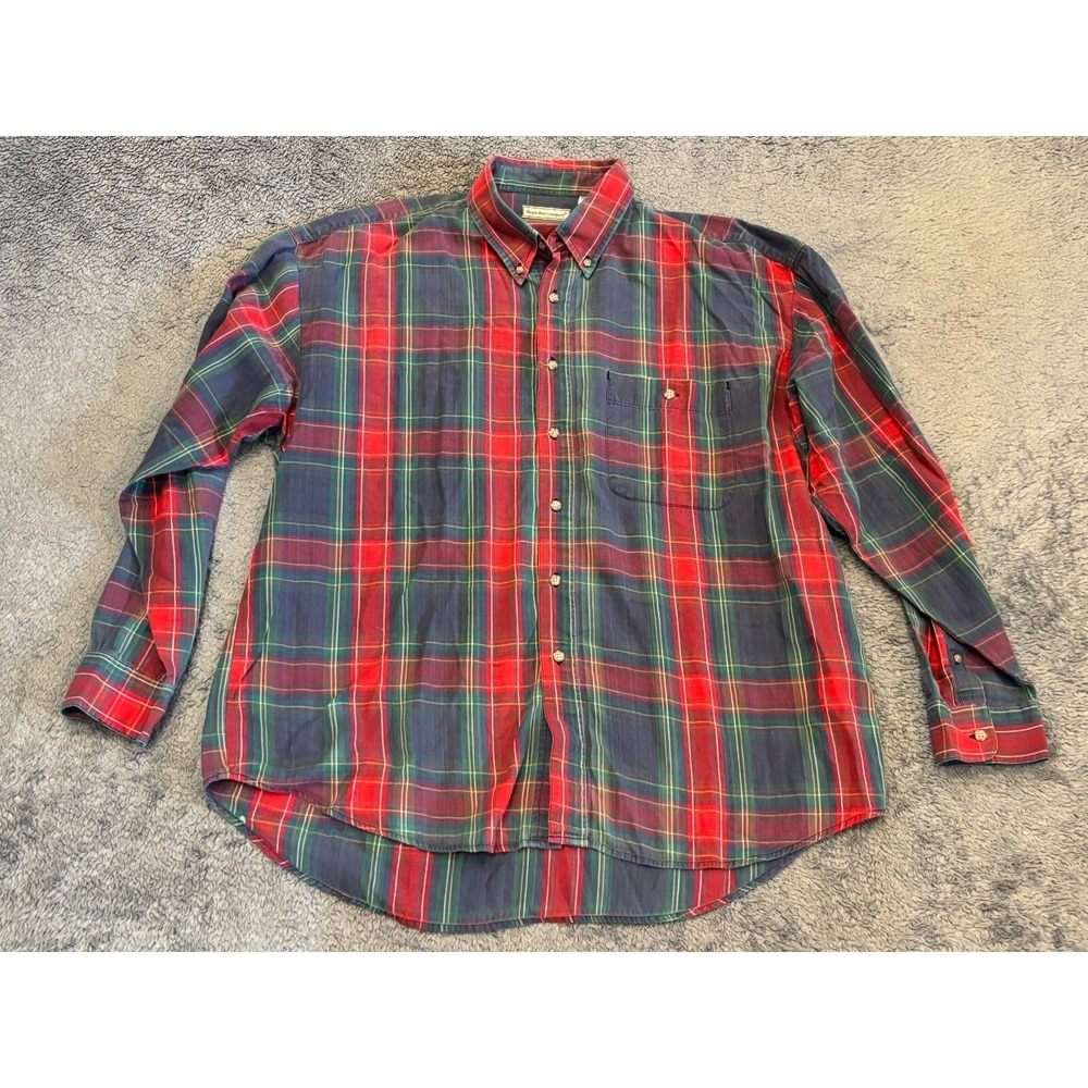 Vintage Bugle Boy Company Button Down Shirt Mens 2XL XXL Multicolor Plaid 90s